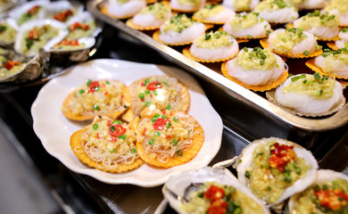 Sea oysters cooked according to a special recipe.
