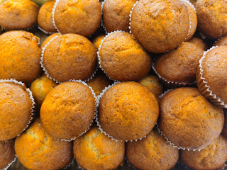 A lot of donuts cake bun cookies and sweet dessert and egg tart in food course and supermarket 