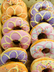 Fototapeta na wymiar A lot of donuts cake bun cookies and sweet dessert and egg tart in food course and supermarket 