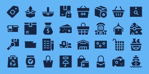 Modern Simple Set of merchandise Vector filled Icons