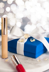 Holiday make-up set of luxury cosmetics and beauty products as a gift