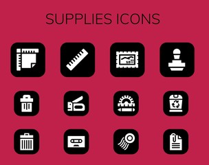 Modern Simple Set of supplies Vector filled Icons