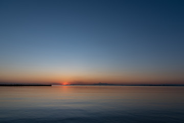 sunset on Tokyo Bay Japan.