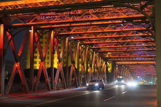 Night bridge red metal