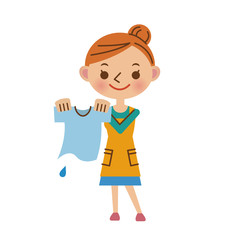 洗濯をする主婦