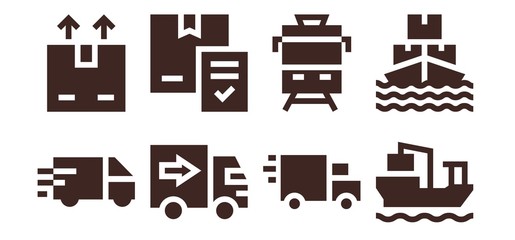 Modern Simple Set of freight Vector filled Icons