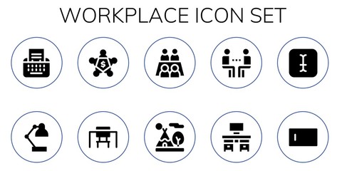 Modern Simple Set of workplace Vector filled Icons