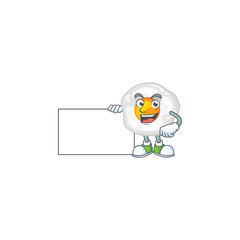 Funny fried egg cartoon design Thumbs up with a white board