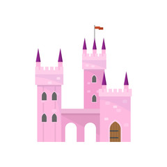 Fototapeta premium Beautiful pink castle with tower building for king princess