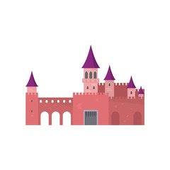 Obraz premium Legendary red brick castle with beautiful purple roof