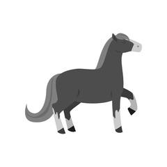 Cute beautiful cartoon horse. Graceful horse of an unusual coloring.