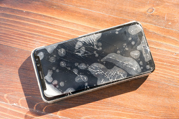 Smartphone with broken glass