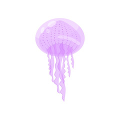 Violet cute ocean jellyfish, underwater marine creature