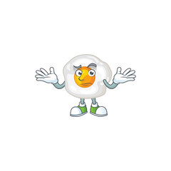A picture of smirking fried egg cartoon character design style