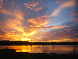 sunset over the lake