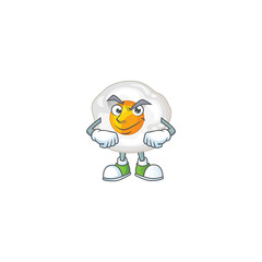 An icon of fried egg mascot design with confident gesture