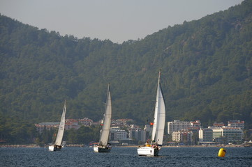 Yachts in the bay near the Turkish city of Marmaris