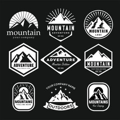 Set Of Mountain and Sea for Outdoor Adventure Emblem Logo design inspiration Hiking, vintage mountain  logo design inspiration