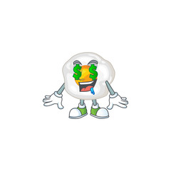 Rich fried egg with Money eye mascot character concept