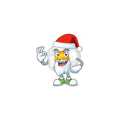 Fried egg cartoon character of Santa showing ok finger