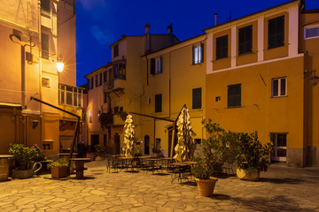Fototapeta premium Night scene in the old town of Imperia, Italy