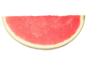 slice of fresh red  watermelon without seeds isolated on white background