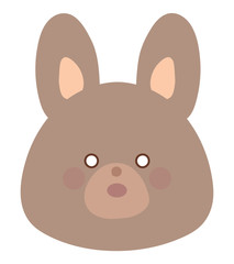 うさぎのイラスト　びっくり　茶色　線なし