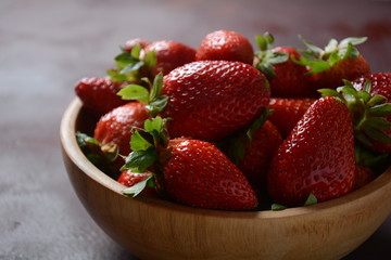 Fresh strawberries in a bowl. Healthy food
