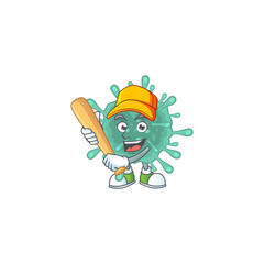 Cartoon design of coronaviruses having baseball stick