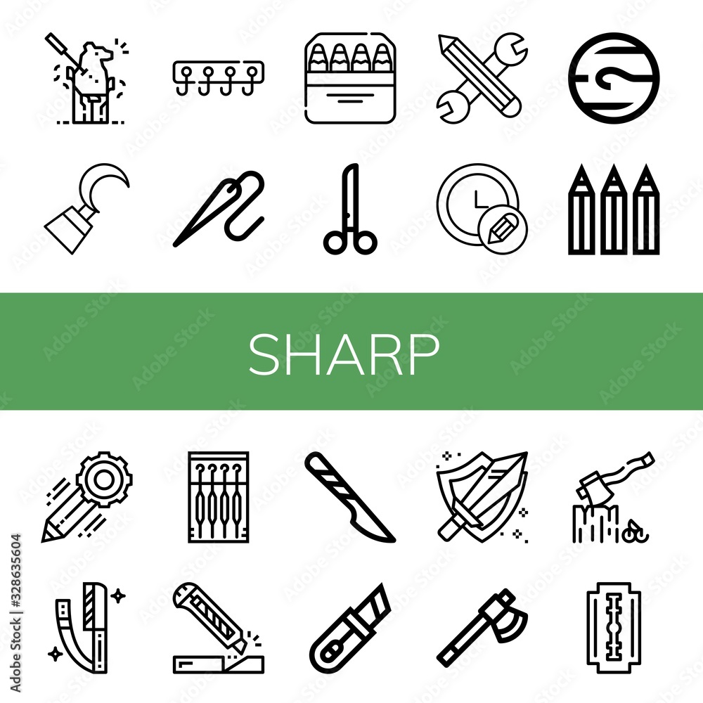 Poster sharp simple icons set