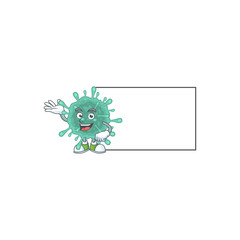 Coronaviruses with board cartoon mascot design style