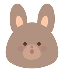 うさぎのイラスト　驚く　茶色　線なし