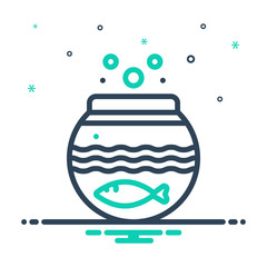 Mix icon for fish inside the bowl