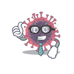 Microbiology coronavirus Businessman cartoon character with glasses and tie