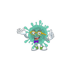 Super Funny coronaviruses in nerd mascot design style