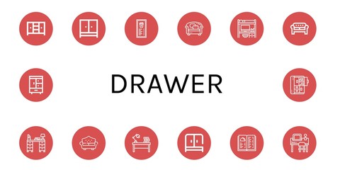 drawer simple icons set