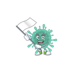 A patriotic coronaviruses mascot character design holding standing flag