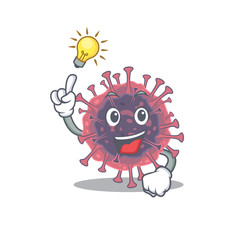 Have an idea gesture of microbiology coronavirus mascot character design