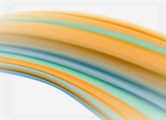 Wave lines abstract background, smooth silk design with rainbow style colors. Liquid fluid color waves. Vector Illustration