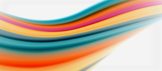 Wave lines abstract background, smooth silk design with rainbow style colors. Liquid fluid color waves. Vector Illustration