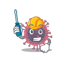 Smart automotive microbiology coronavirus presented in cartoon character design