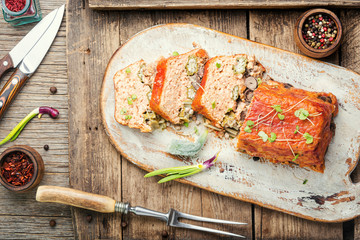 Terrine of chicken meat