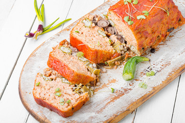 Meat terrine or meatloaf.