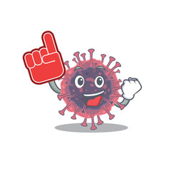 microbiology coronavirus mascot cartoon style with Foam finger