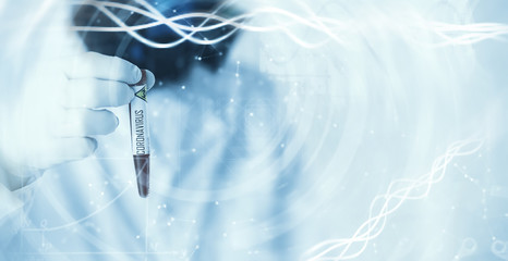 World pandemic. A scientist in the laboratory is testing drugs for the treatment of viral...