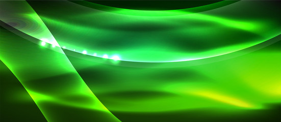 Abstract background. Shiny design neon waves with light effects, techno trendy design. Vector Illustration For Wallpaper, Banner, Background, Card, Book Illustration, landing page