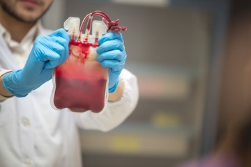 Blood bags received from blood donations will be used in patients in the hospital.