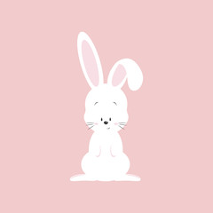 Happy bunny presenting. Happy Easter Bunny Vector Illustration. Cute bunny cartoon character