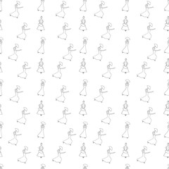 Flamenco dancers with a fan in hand, seamless pattern, vector illustration