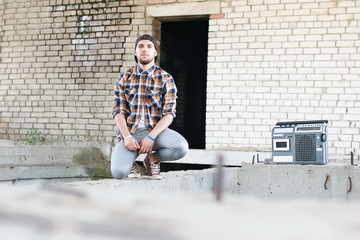 Fototapeta premium A young man with a bearded
